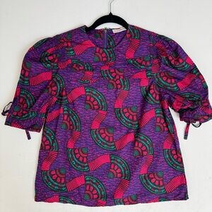 Ulla Johnson Purple and Pink Geometric Blouse Size 2
